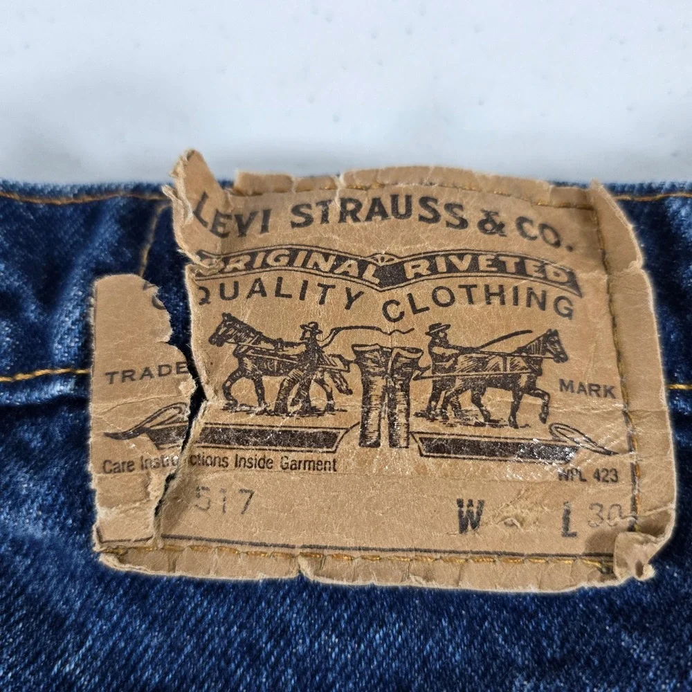 Vintage Levis 517 Orange Tab Jeans Mens 38x30 Made in Canada Dark Wash Bootcut